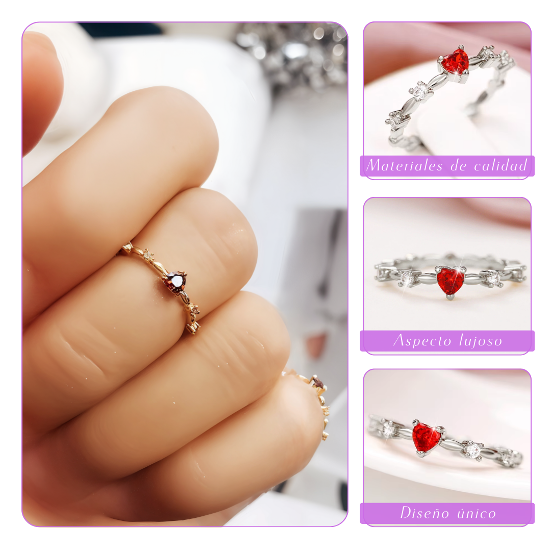 Fátima | Piedra preciosa de corazón romántico | Anillo de plata