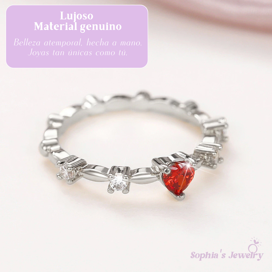 Fátima | Piedra preciosa de corazón romántico | Anillo de plata