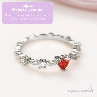 Fátima | Piedra preciosa de corazón romántico | Anillo de plata