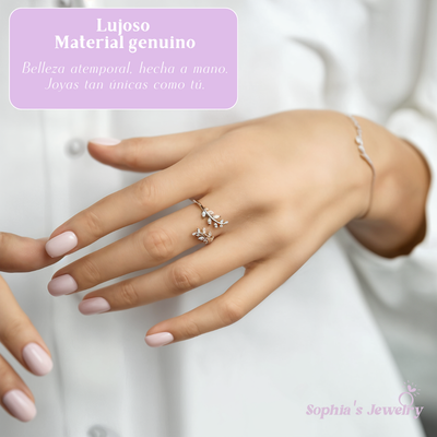 Helena | Elegante anillo de plata de ley inspirado en hojas