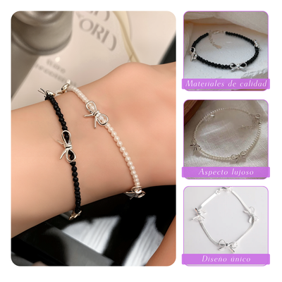 Flora | Delicados dijes de lazo | Pulsera de plata