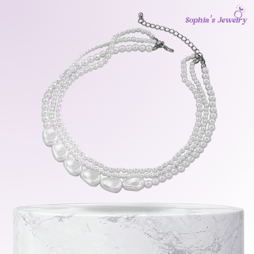Isabella | Piedra blanca y perla Grace | Collar de plata