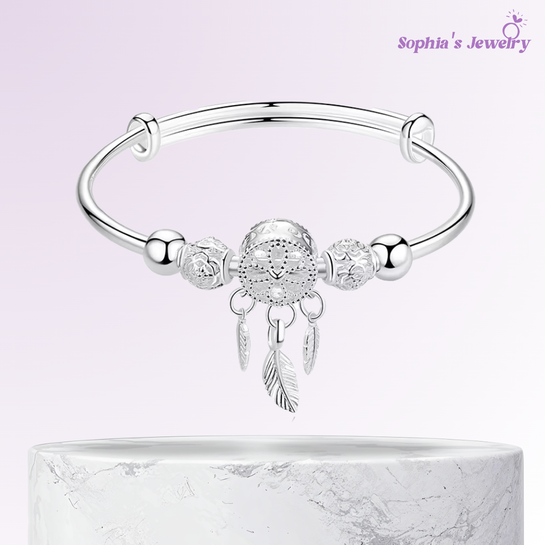 Adriana | Dije de triple hoja | Pulsera de plata