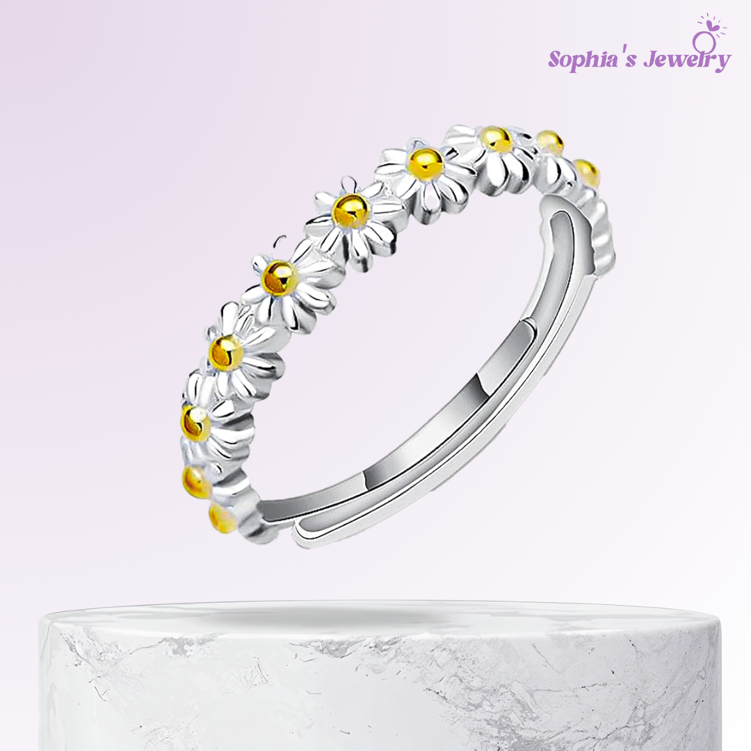 Amara | Flor de margarita | Anillo de plata