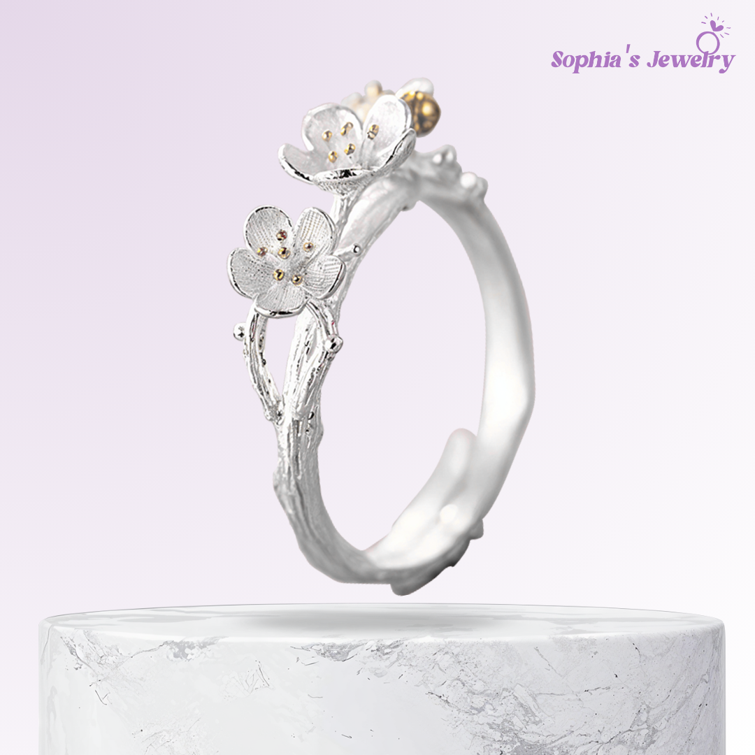 Elowen | Pétalo de flor blanca | Anillo de plata