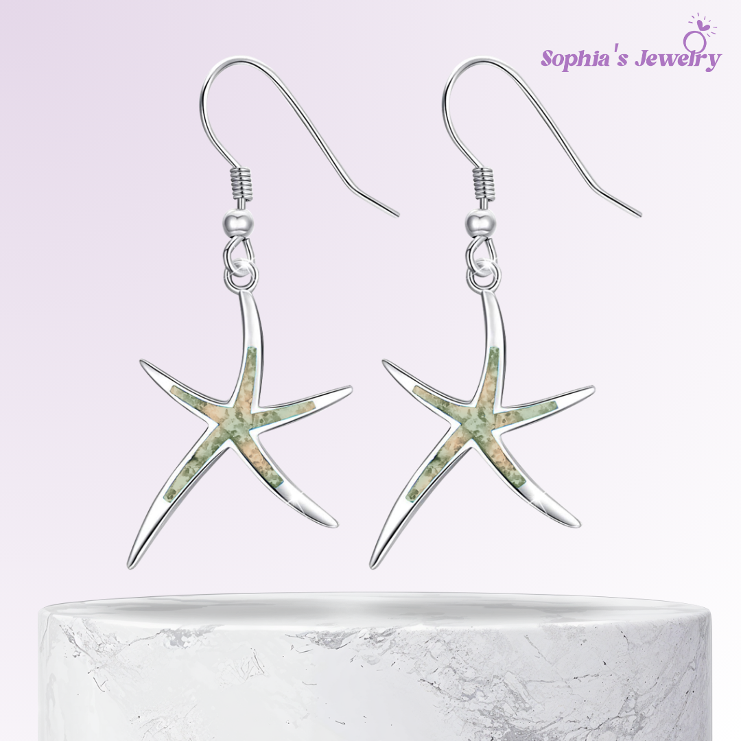Abigail | Estrella de mar con brillo oceánico | Pendientes de plata