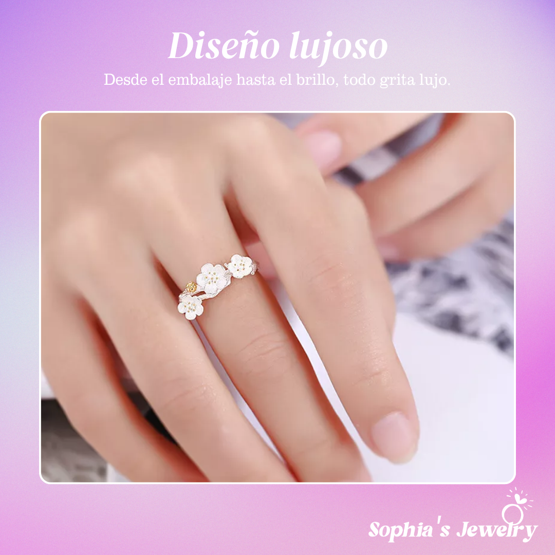Elowen | Pétalo de flor blanca | Anillo de plata