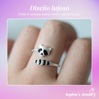 Beatrice | Anillo de plata con diseño de mapache