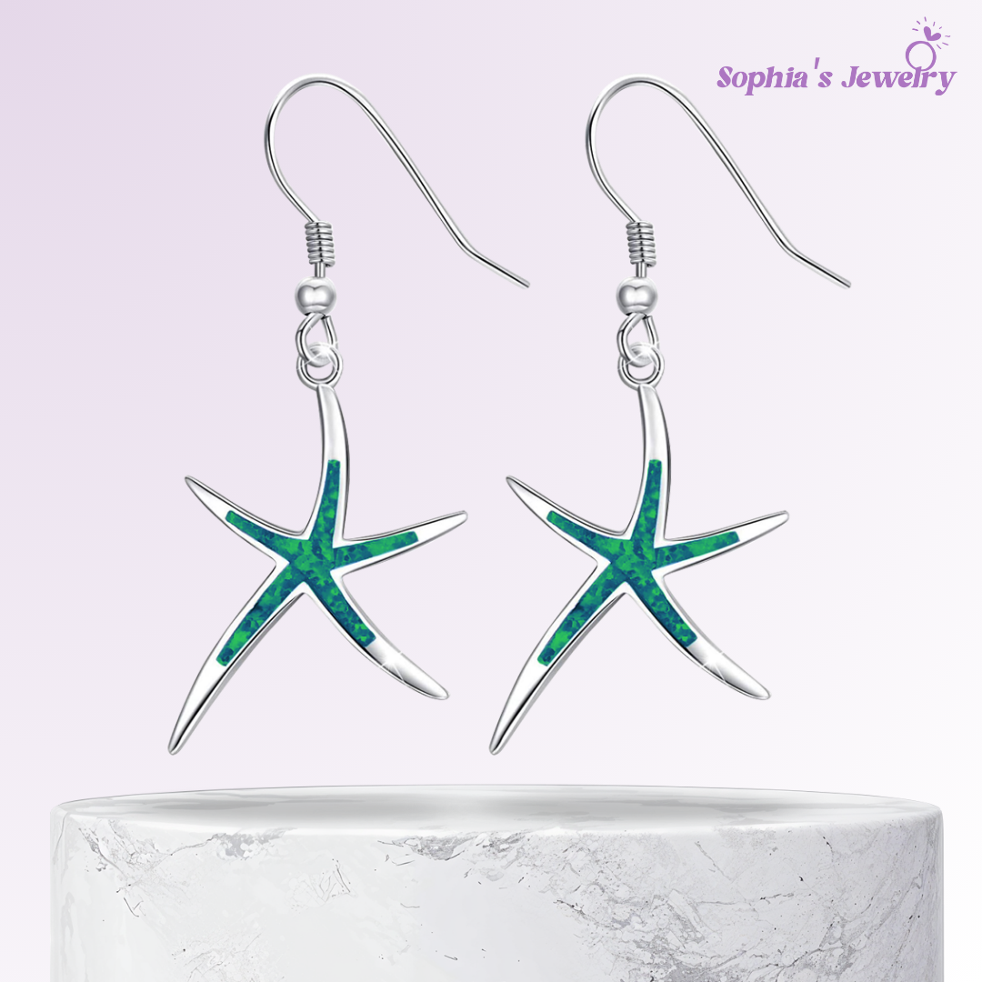 Abigail | Estrella de mar con brillo oceánico | Pendientes de plata