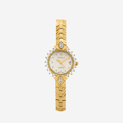 Patricia | Reloj de pulsera para mujer con bisel de cristal dorado