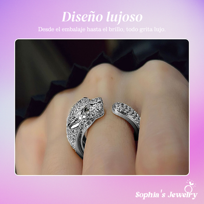 Alicia | Jaguar de ojos verdes | Anillo de plata