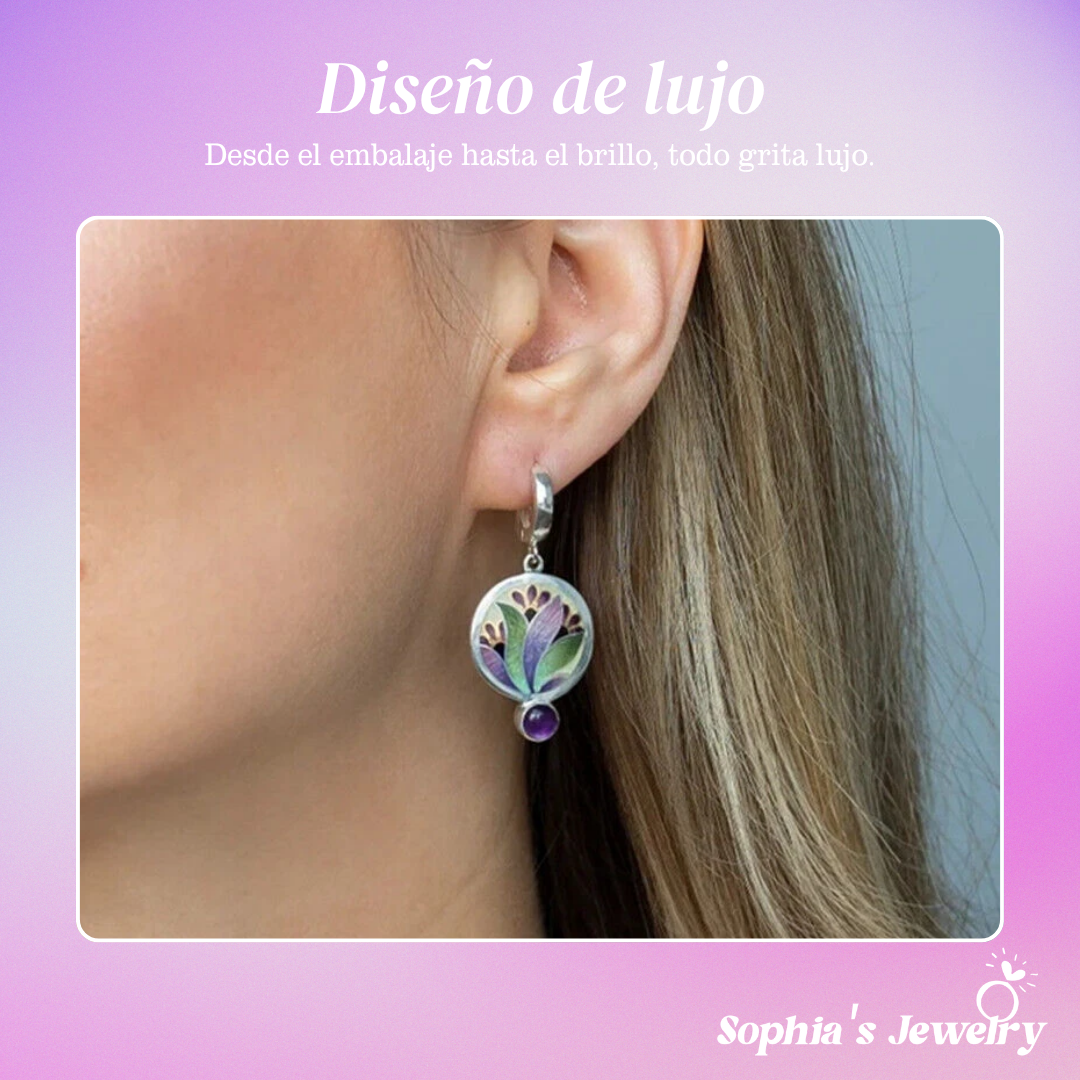 Gisela | Pendientes florales esmaltados a mano | Pendientes de plata