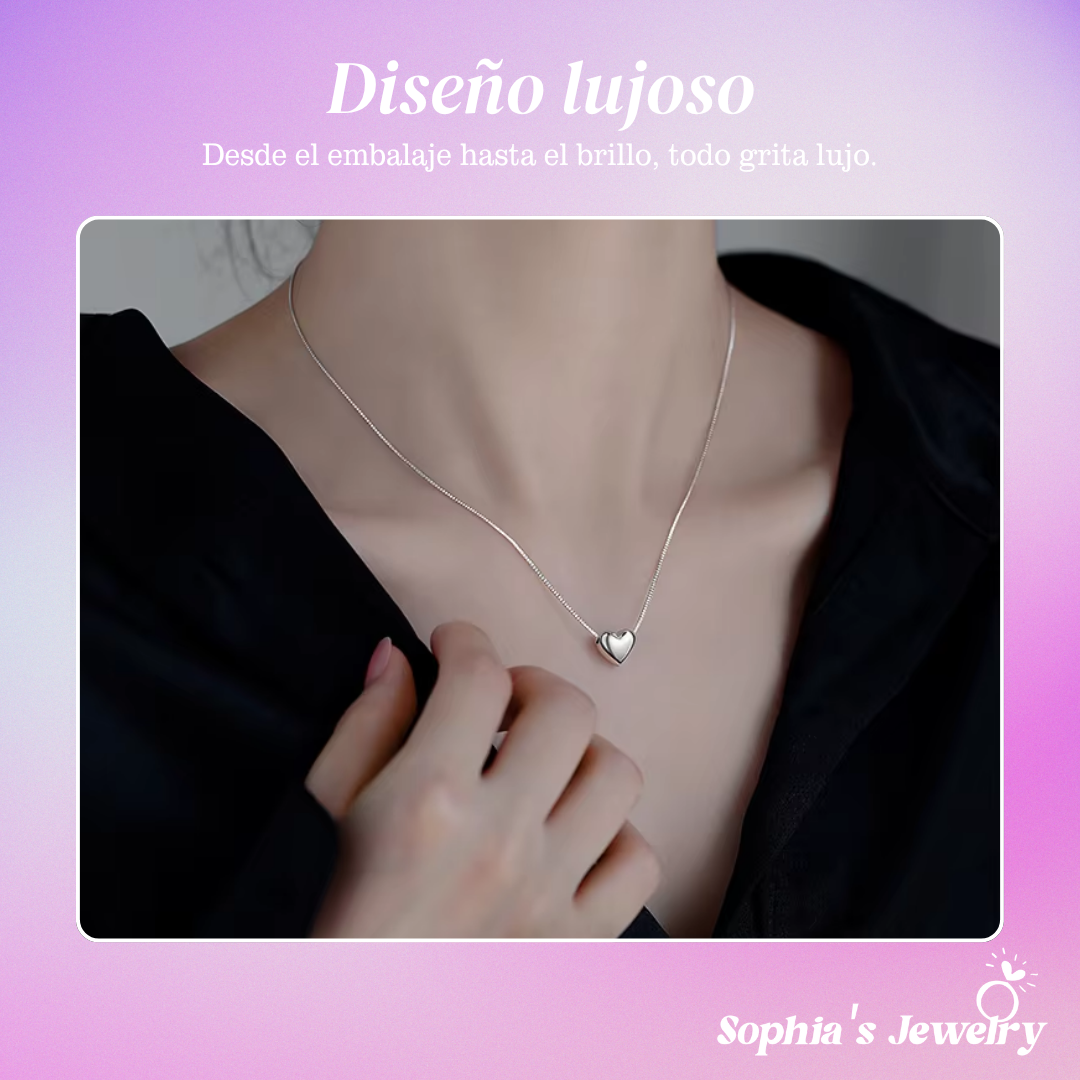 Hailey | Mini dije de corazón de amor | Collar de plata