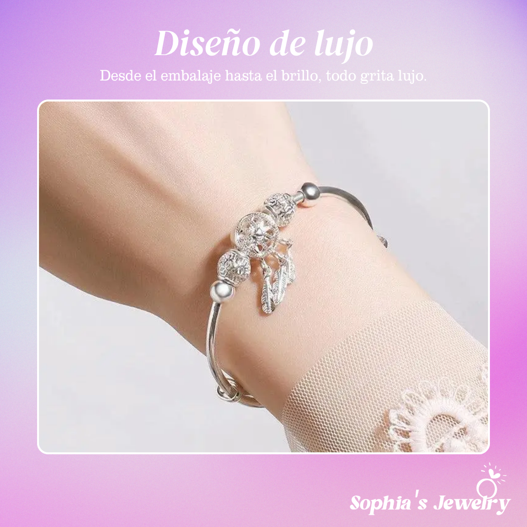 Adriana | Dije de triple hoja | Pulsera de plata