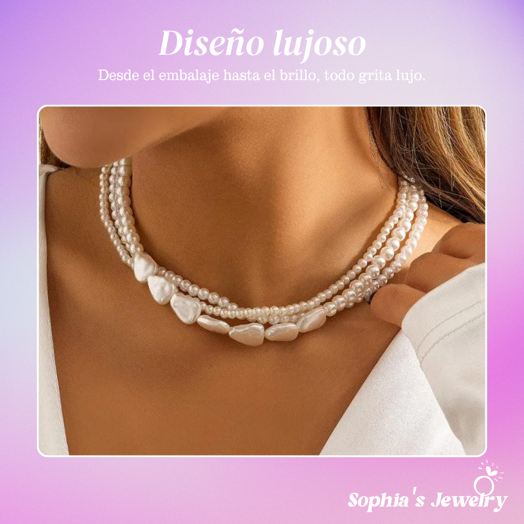 Isabella | Piedra blanca y perla Grace | Collar de plata