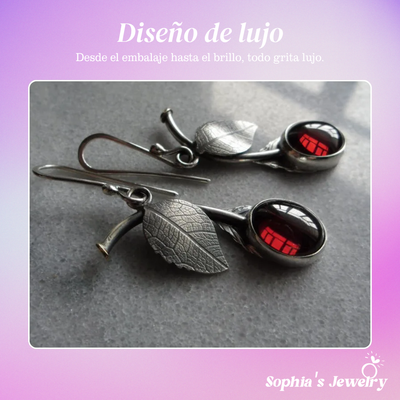 Francesca | Pendientes de plata con gotas bohemias escarlatas