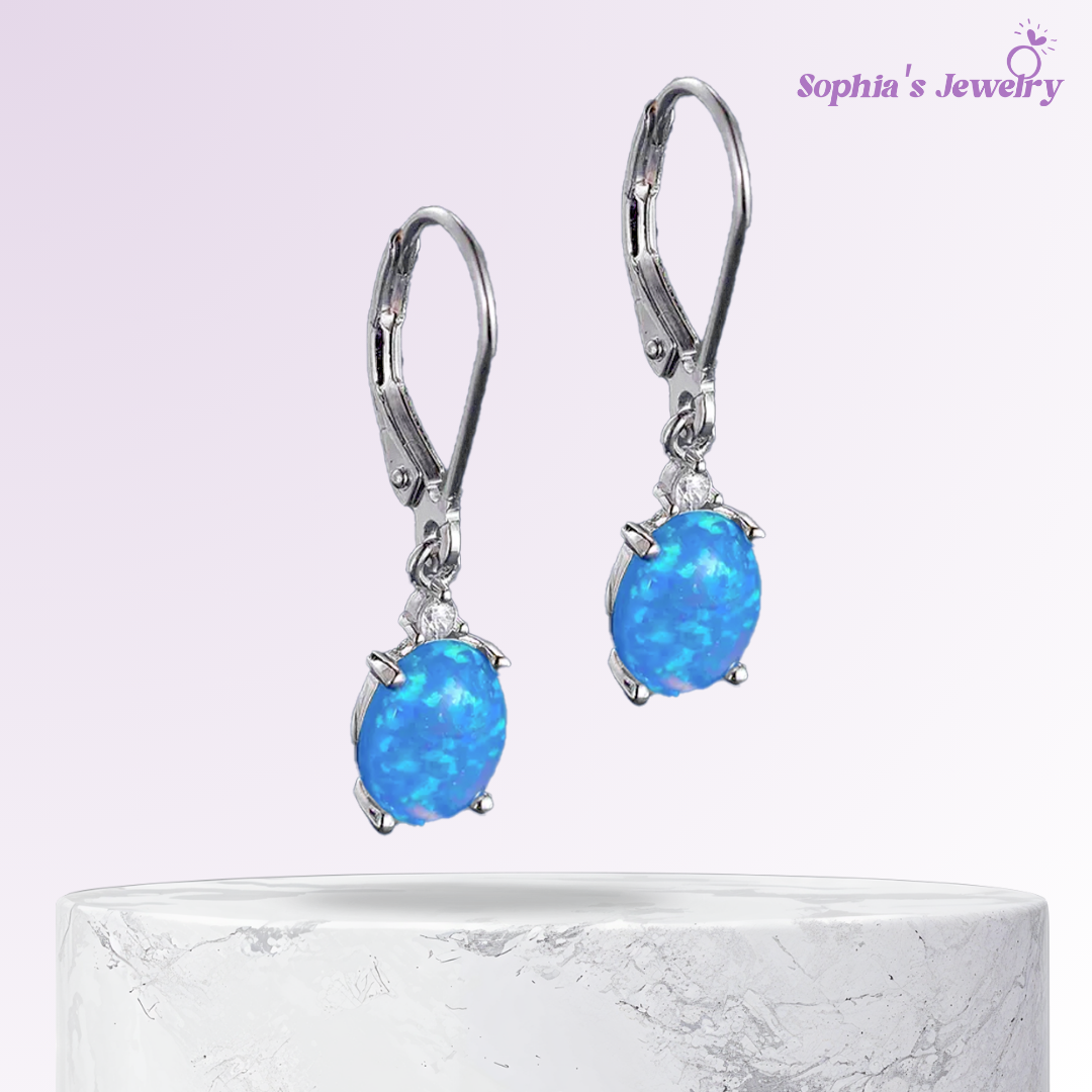 Barbara | Elegante gota de ópalo | Pendientes de plata