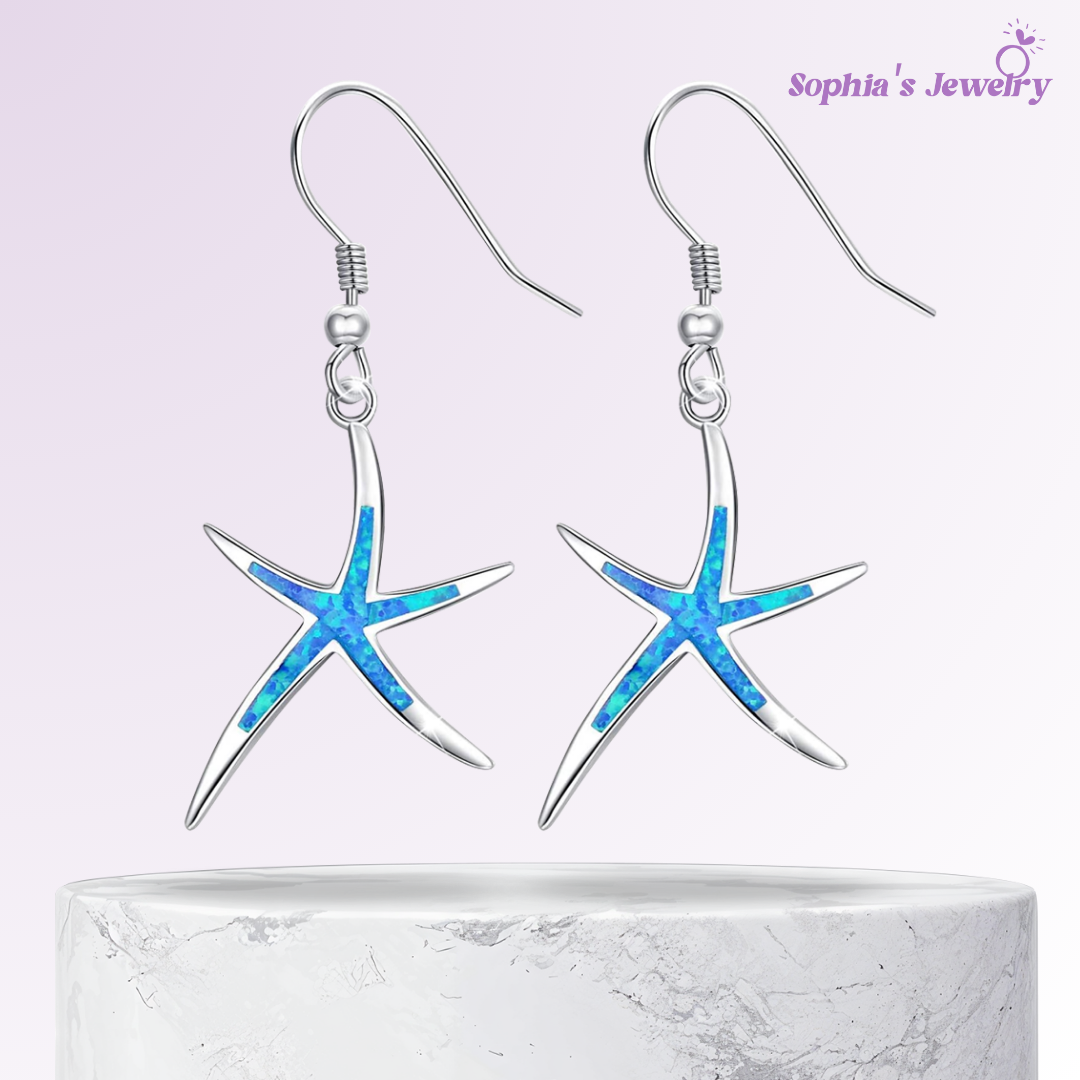 Abigail | Estrella de mar con brillo oceánico | Pendientes de plata