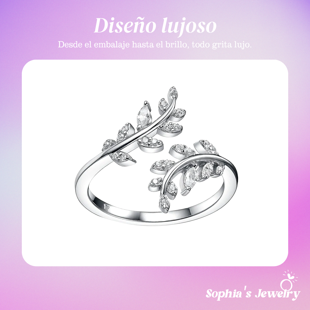 Helena | Elegante anillo de plata de ley inspirado en hojas