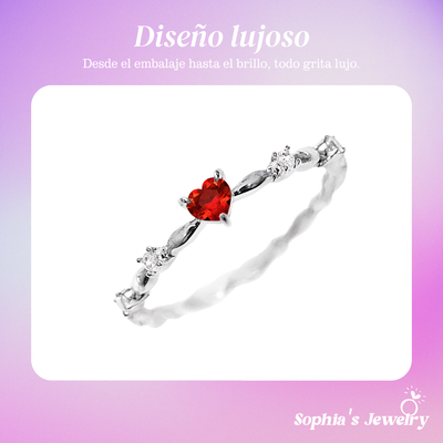 Fátima | Piedra preciosa de corazón romántico | Anillo de plata