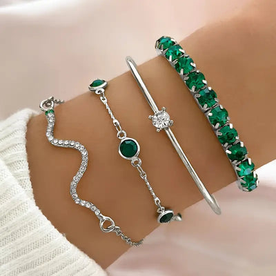 Conjunto de pulseras de piedras preciosas verdes