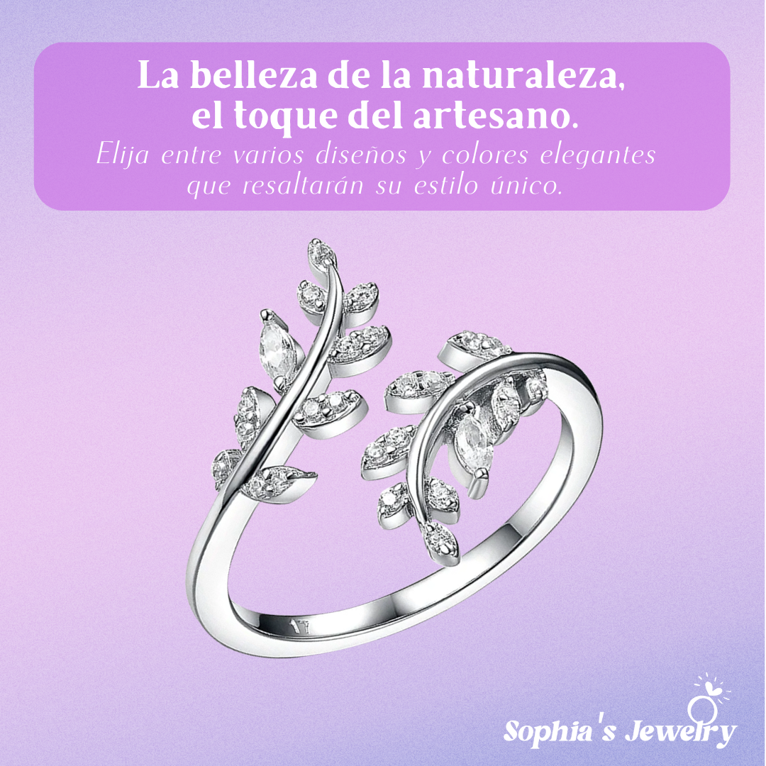 Helena | Elegante anillo de plata de ley inspirado en hojas