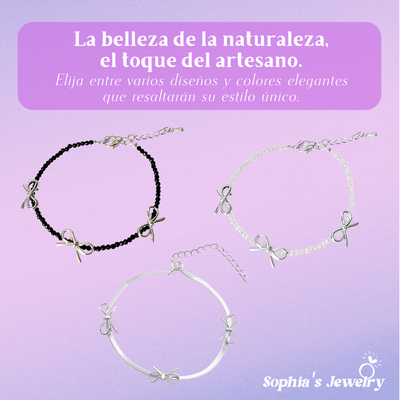 Flora | Delicados dijes de lazo | Pulsera de plata