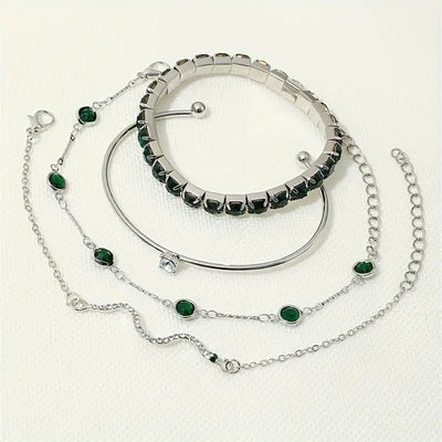 Conjunto de pulseras de piedras preciosas verdes