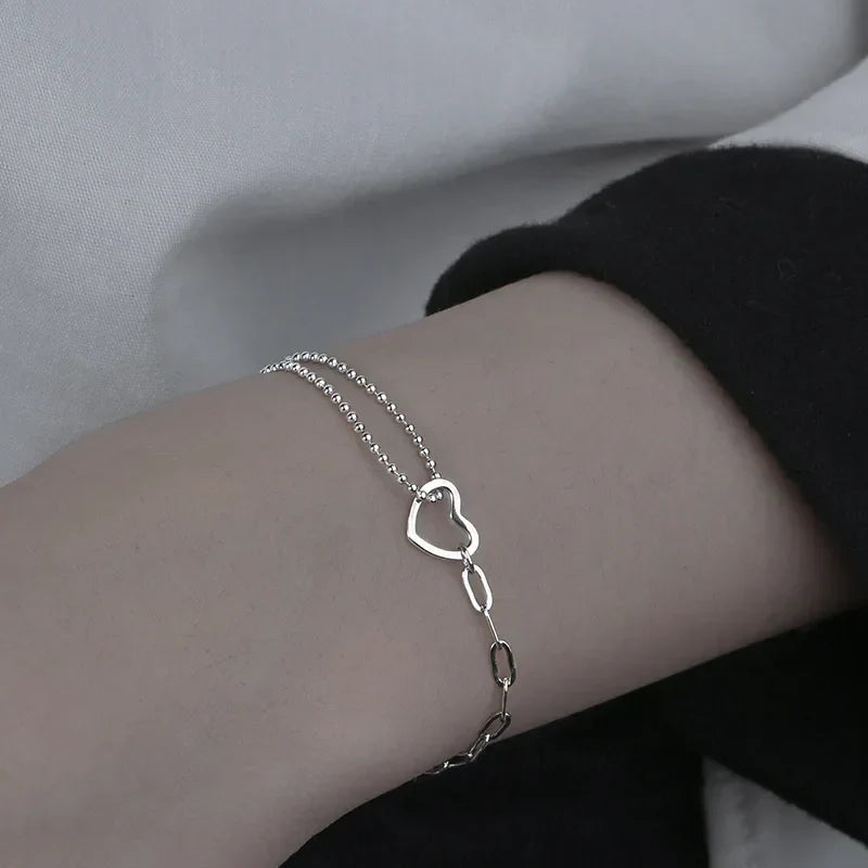 Stacey | Charm de corazón abierto | Pulsera de plata
