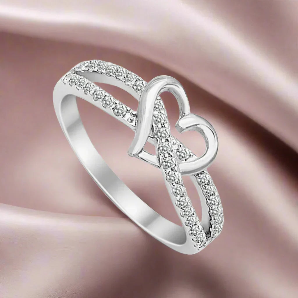 Tracy | Anillo de Corazones Entretejidos Brillantes | Plata