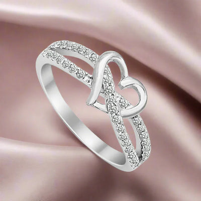 Tracy | Anillo de Corazones Entretejidos Brillantes | Plata