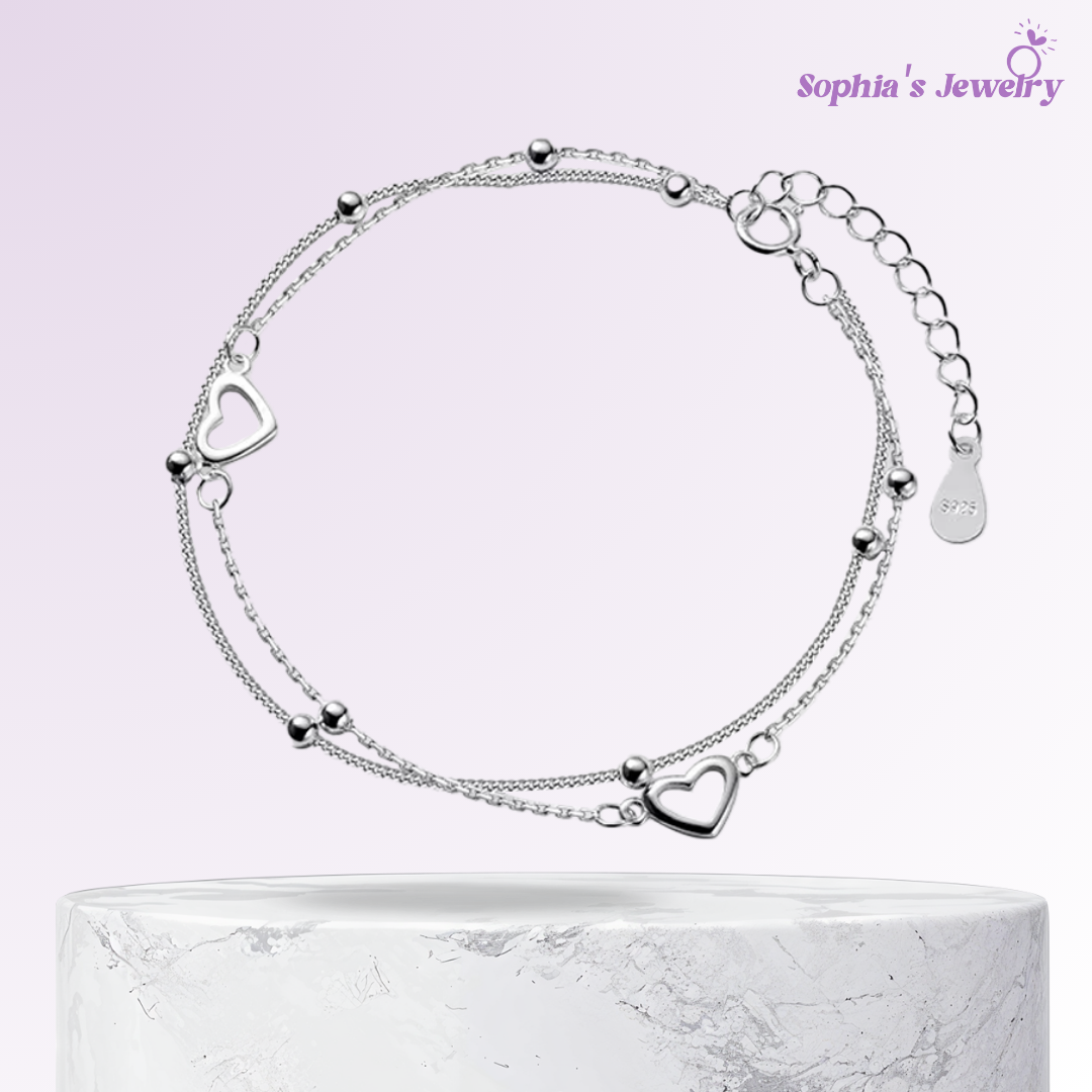 Celine | Brillo de línea del corazón | Pulsera de plata