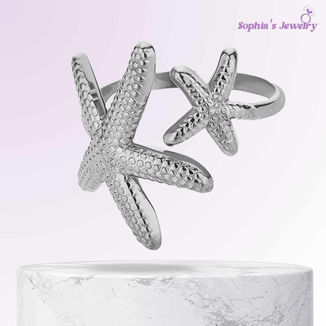 Madeline | Dije de estrella de mar entrelazado | Anillo de plata