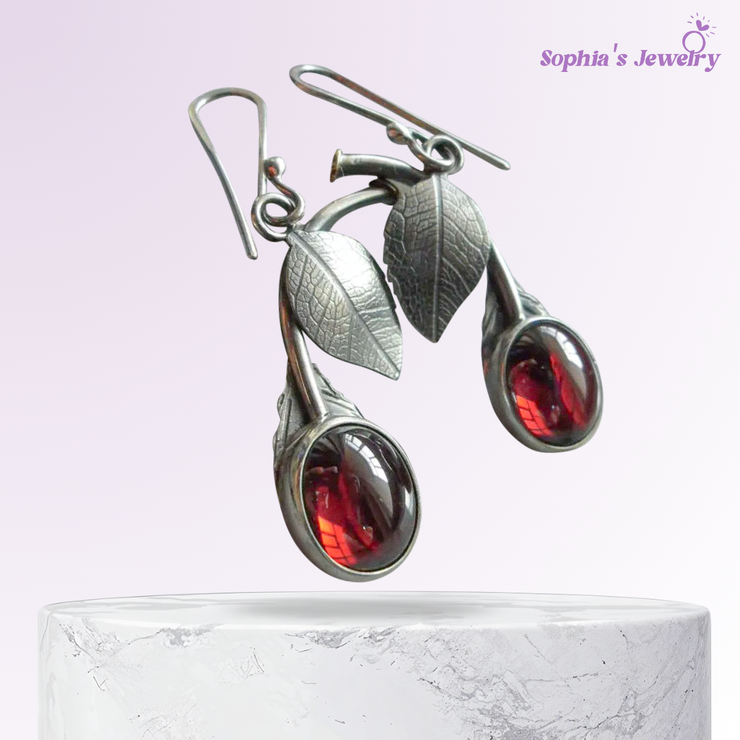 Francesca | Pendientes de plata con gotas bohemias escarlatas