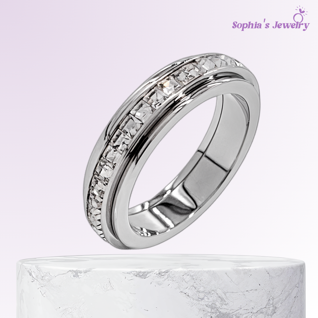 Celestia | Carrusel moderno de cristal brillante | Anillo de plata