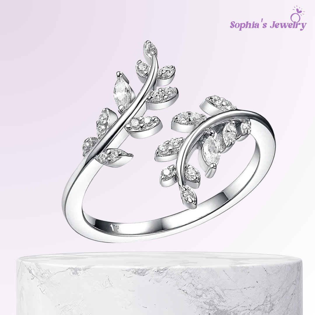 Helena | Elegante anillo de plata de ley inspirado en hojas