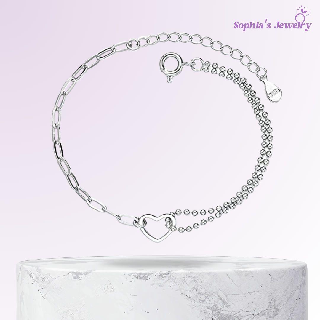 Stacey | Charm de corazón abierto | Pulsera de plata