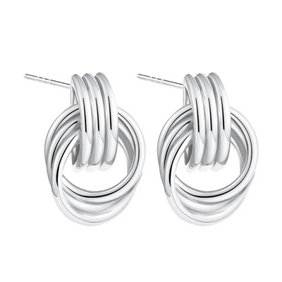 Rachel | Encanto refinado Nudo pulido | Pendientes de plata