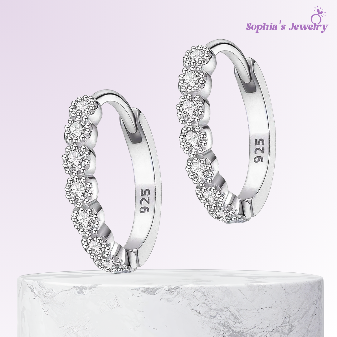 Liza | Piedra Brillante | Pendientes de Plata