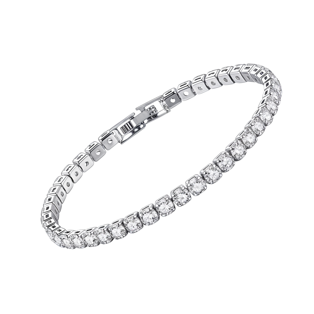 Luminara | Pulsera de tenis de platino con diamantes brillantes | Pulsera de plata