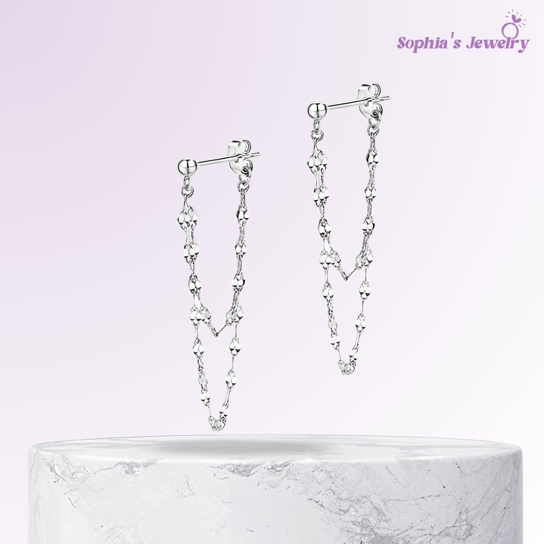 Lisa | Elegantes pendientes de cadena | Pendientes de plata