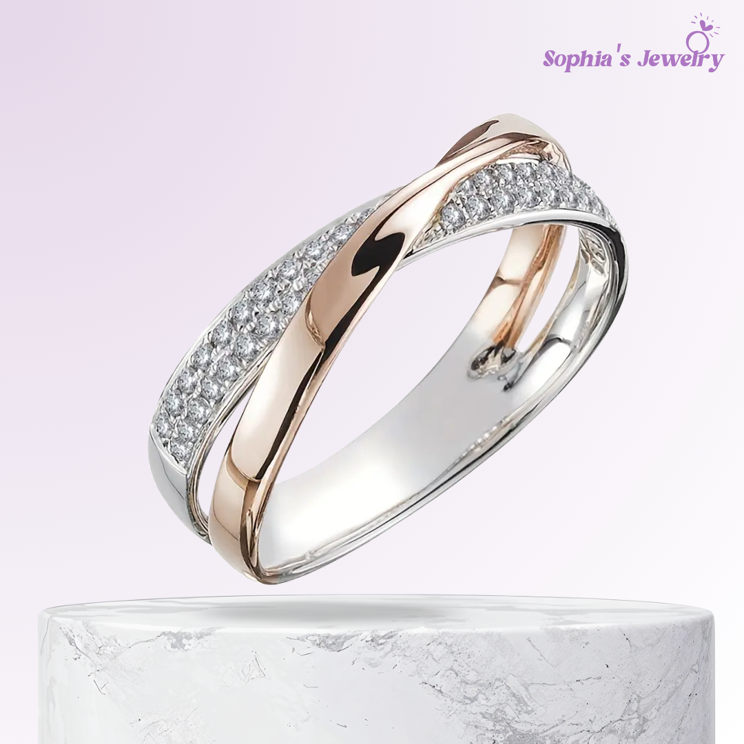 Raquel | Criss-Cross Sparkle | Anillo de plata