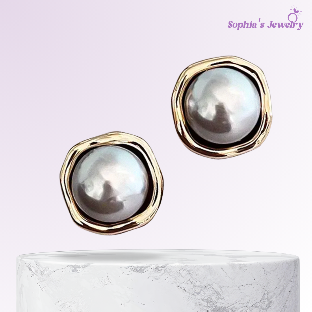 Faye | Perla Negra | Pendiente de Plata