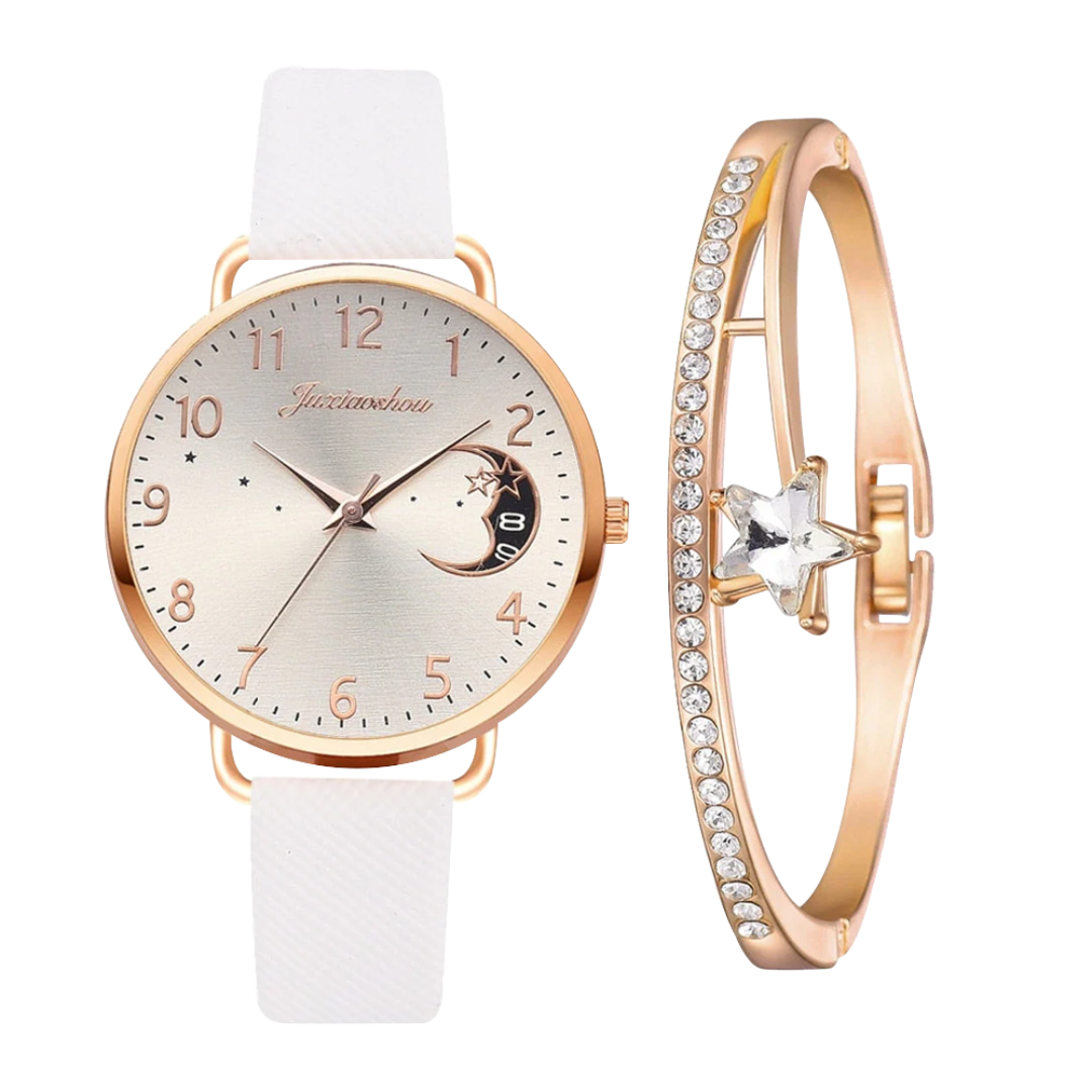 Daniela | Conjunto de reloj y pulsera con esfera lunar