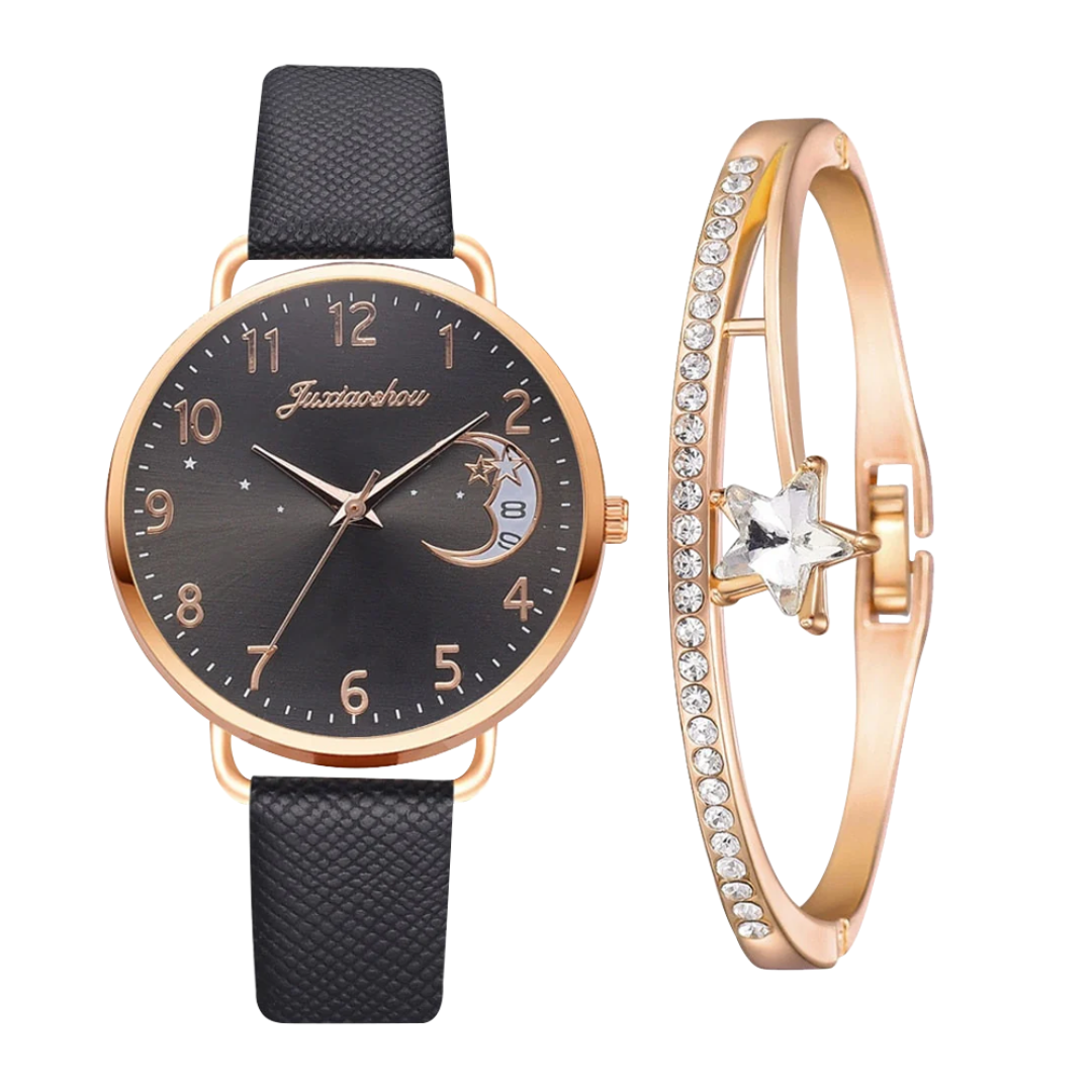 Daniela | Conjunto de reloj y pulsera con esfera lunar