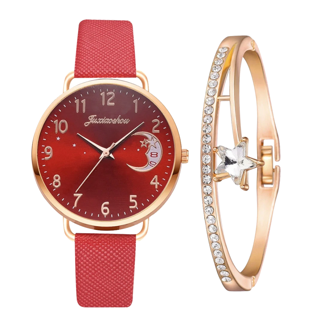 Daniela | Conjunto de reloj y pulsera con esfera lunar