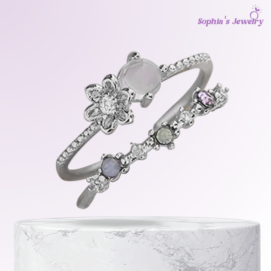 Elara | Susurro de piedra lunar | Anillo de plata