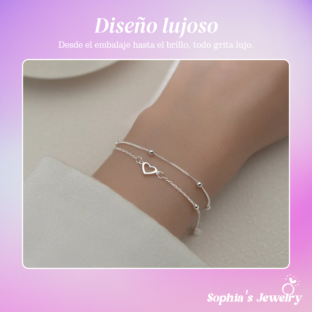 Celine | Brillo de línea del corazón | Pulsera de plata