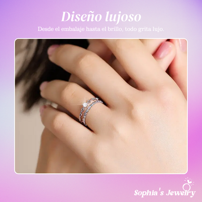 Judy | Elegancia floral de doble banda | Anillo de plata