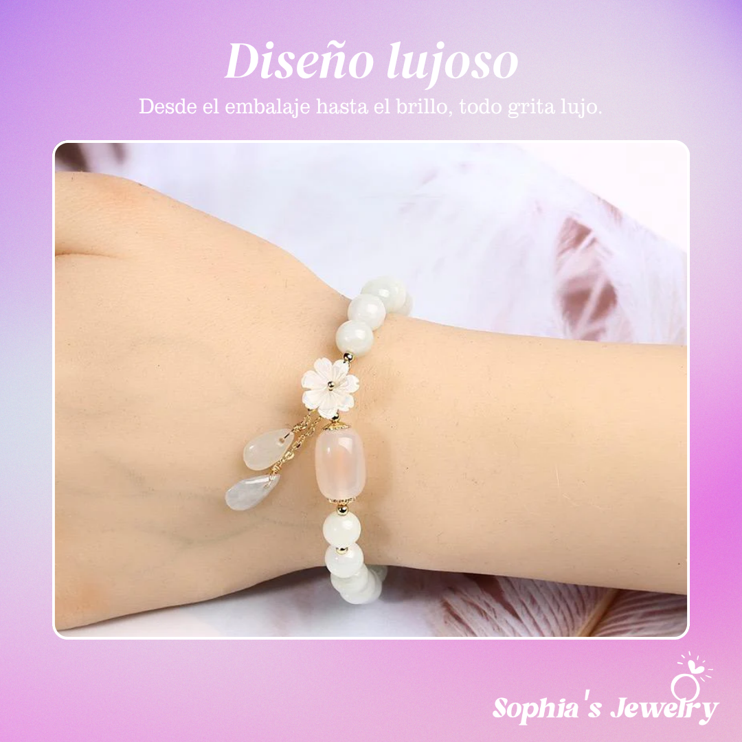 Shirley | Flores elegantes con perla | Pulsera de plata
